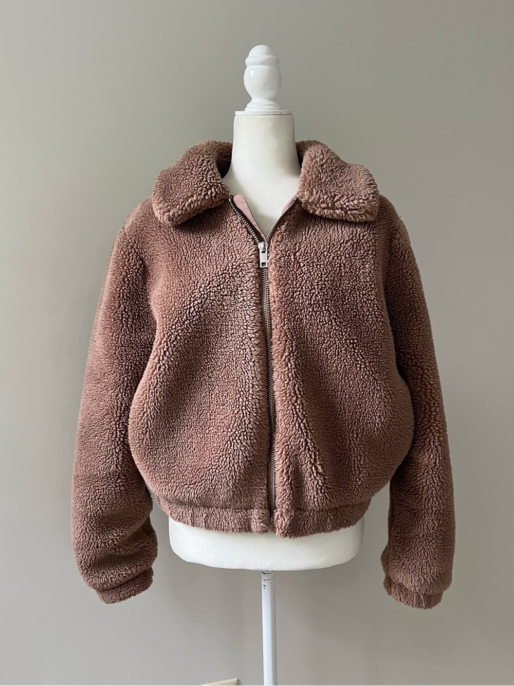 H&M Divided Beige Sherpa Teddy Bomber Jacket